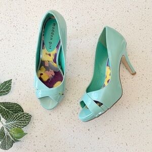 MADDEN GIRL Gertiee Mint Green Peep Toe Heels